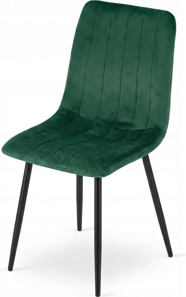 Tmavozelená zamatová stolička LAVA BOTTLE GREEN s čiernymi nohami