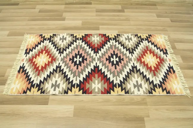 Obojstranný koberec / behúň Kilim Gold Aztecki Etno Romby viacfarebný