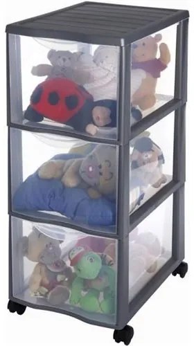 Úložný box s 3 zásuvkami, antracit, OFFICEMIX - MAXI