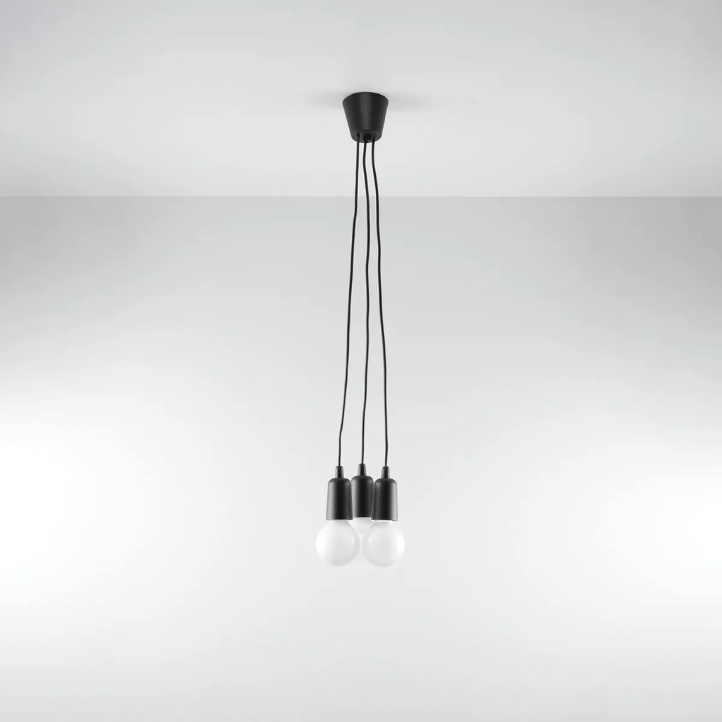 Závesné svietidlo Diego 3, čierne telo svietidla