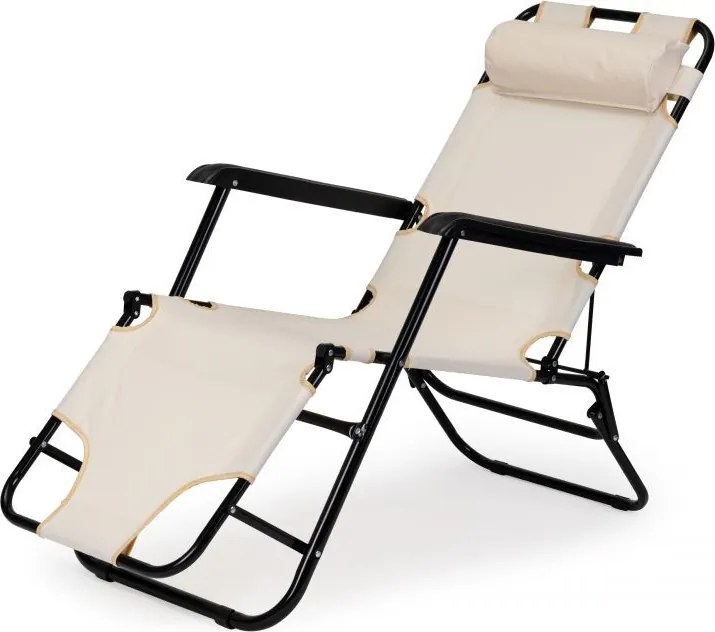 Ležadlo s opierkou hlavy, skladacia konštrukcia, béžové