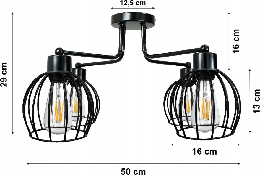 BERGE Závesné svietidlo DRON 4xE27 - DRÔTENÉ