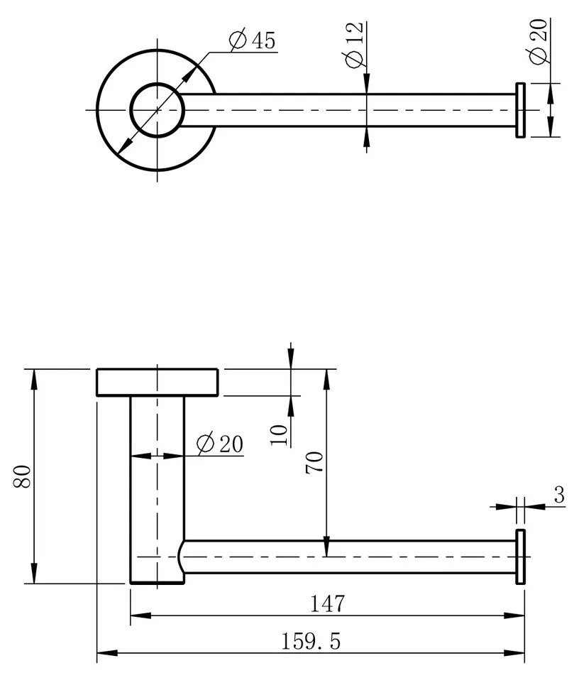 Sapho XR723B X-Round držiak toaletného papiera, bez krytu, čierna