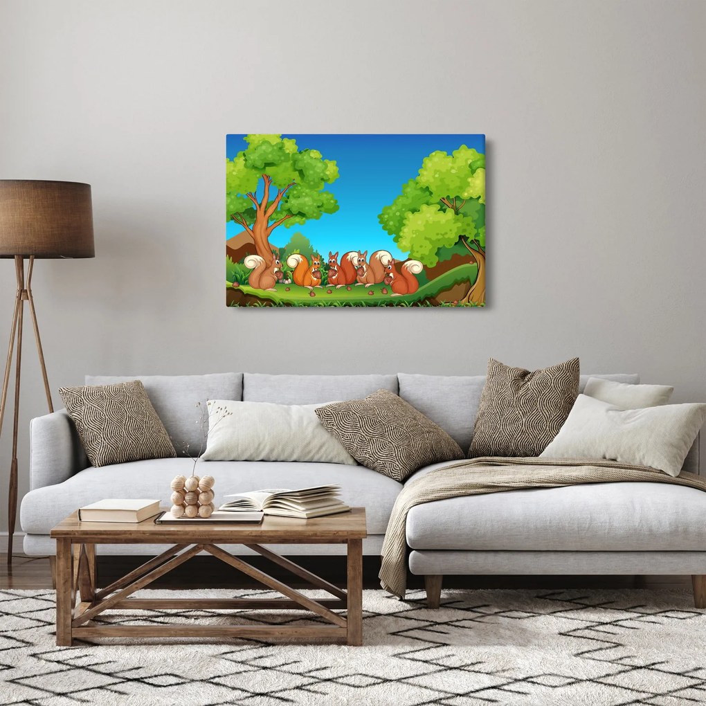 Obraz - Veselé veveričky (90x60 cm)