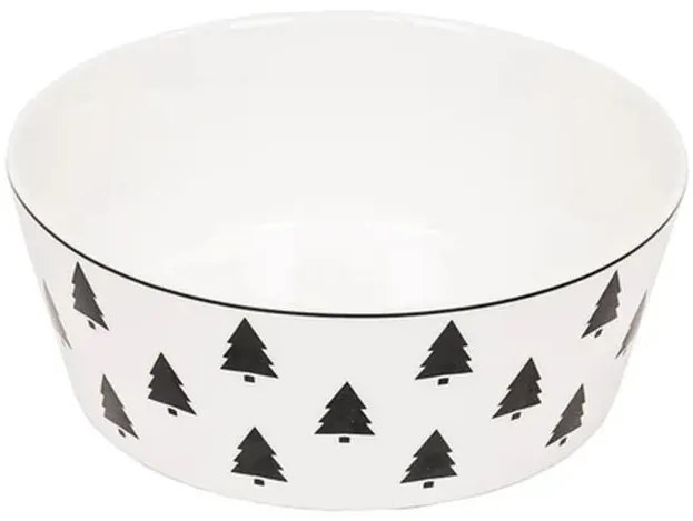 Krémová porcelánová slátová miska so stromčekmi X-Mas Tree - Ø 17,5*6,5 cm