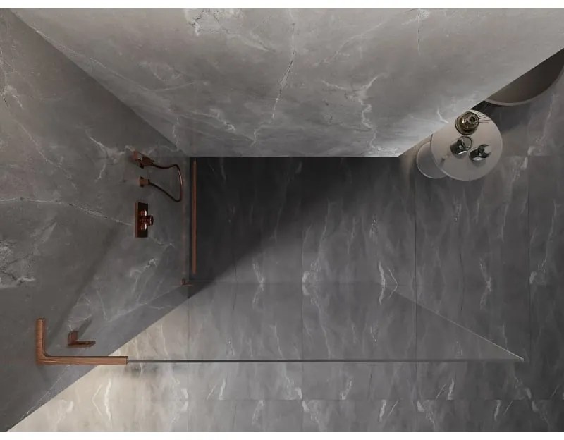 Mexen Lunar L sprchová stena ľavá 120 x 200 cm, 8mm číre sklo, medená matná, 830L-120-000-65-00-L