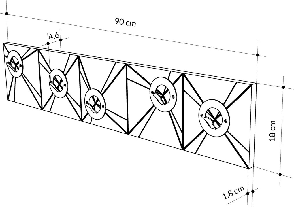 Nástenný vešiak Houseland Vizy čierno-biely