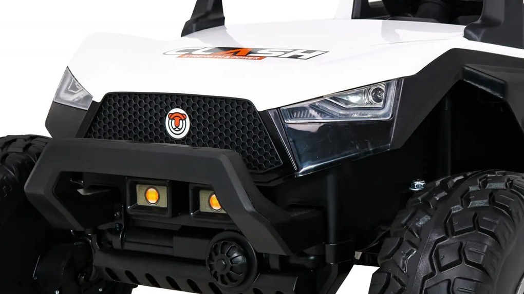 Ramiz Batériový kočík Clash pre 2 deti Biely + diaľkové ovládanie + pohon 4x4 + nastavenie sedadla + rádio MP3 + LED