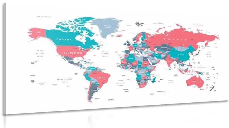 Obraz mapa sveta s pastelovým nádychom Varianta: 100x50