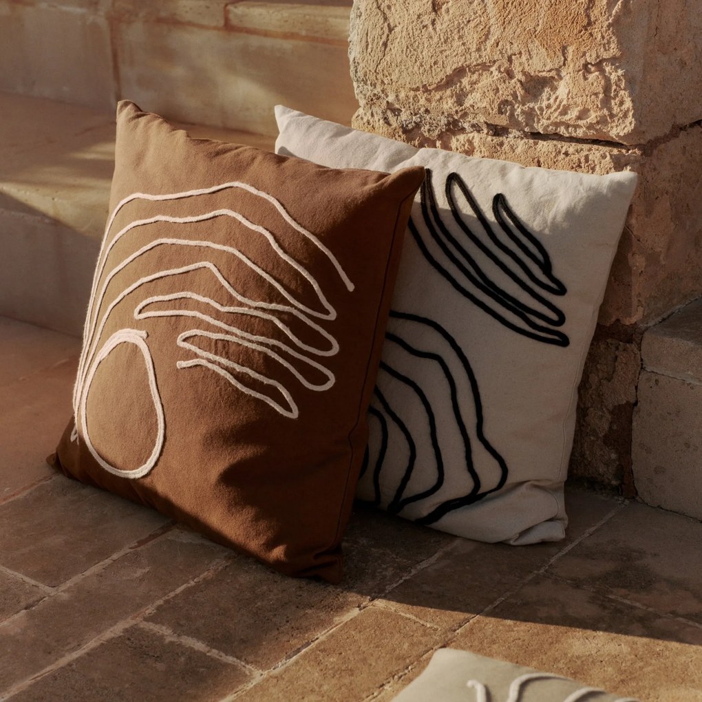 Ferm Living Poťah na vankúš s výšivkou Aged Gold 50 x 50 cm