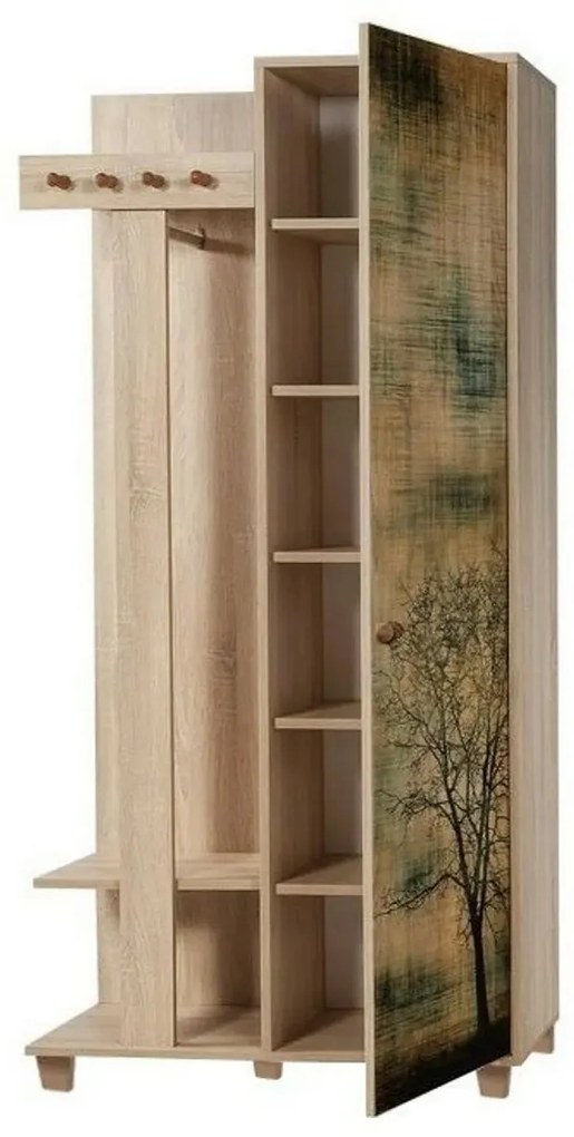Vešiak so skriňou Garmanto Tree Sonoma Oakskriňou