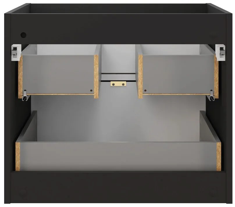 Koupelnová sestava s deskou, skříňkami a zápustným umyvadlem Talia Casella 60 cm černý mat/dub casella