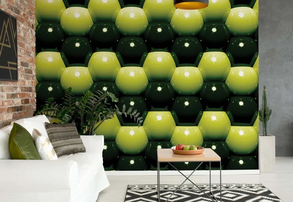 Fototapeta GLIX - 3D Green And Black Ball Pattern + lepidlo ZADARMO Vliesová tapeta  - 250x104 cm