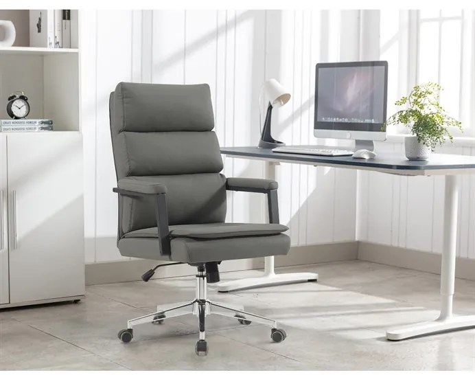 Autronic BONTEC Kancelárske kreslo, hojdací mechanizmus, šedá ekokoža, KA-D8104 GREY Farba: Šedá