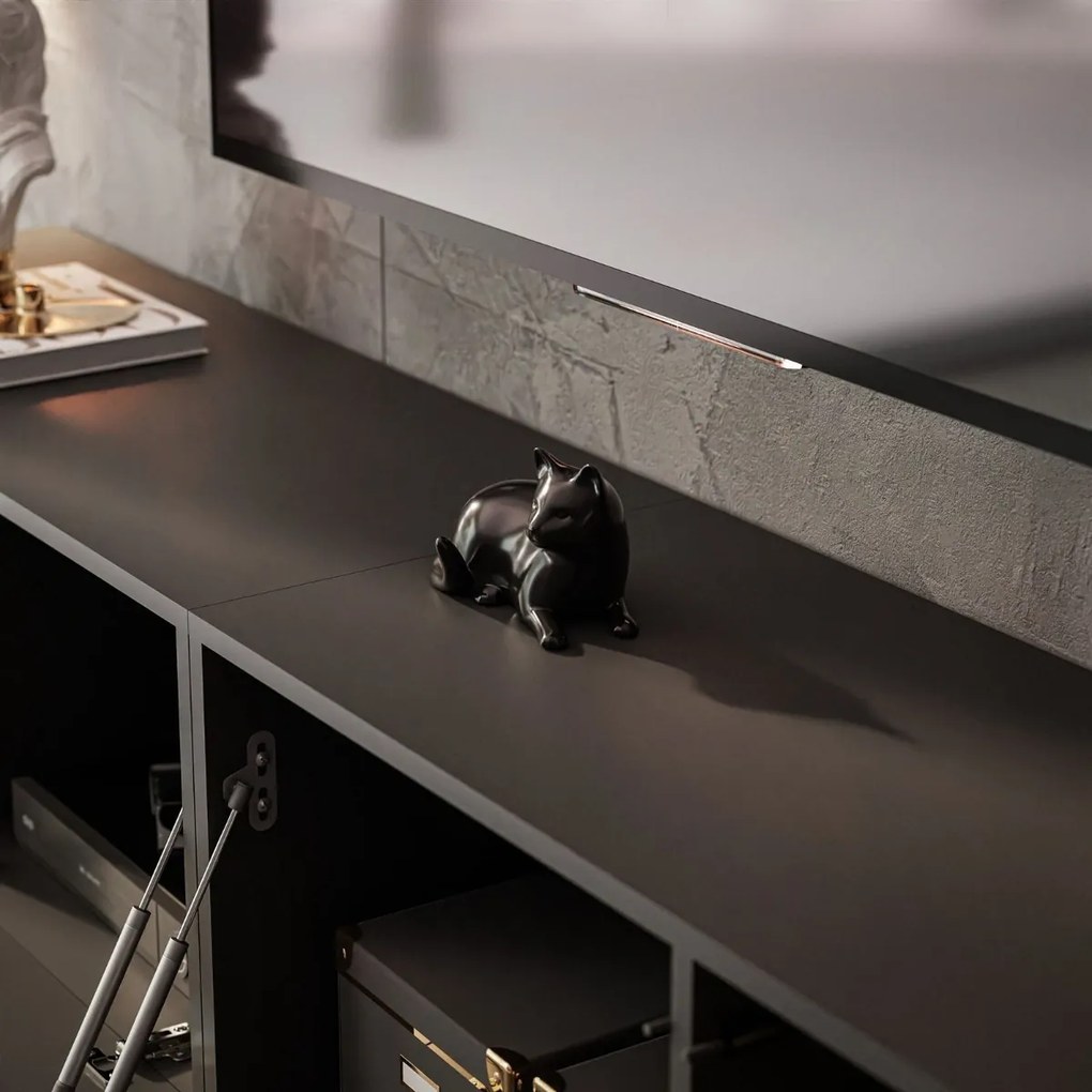 ZÁVESNÝ TV STOLÍK ELEGANTE 200 ČIERNÝ LESK