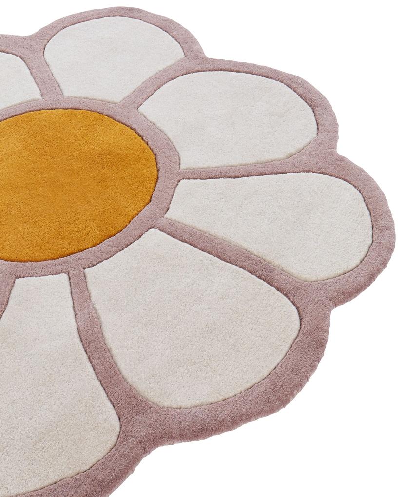 Vlnený detský koberec v tvare kvetu ⌀ 120 cm viacfarebný THUMBELINA Beliani