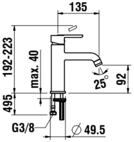 LAUFEN H3110810811201 - Umyvadlová batéria LUA 19,2 cm matná čierna