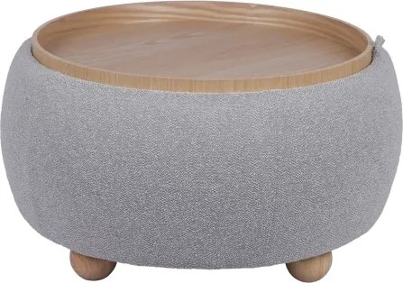 Okrúhly taburet zmeniteľný na stolík Tiziano, svetlo šedá látka%
