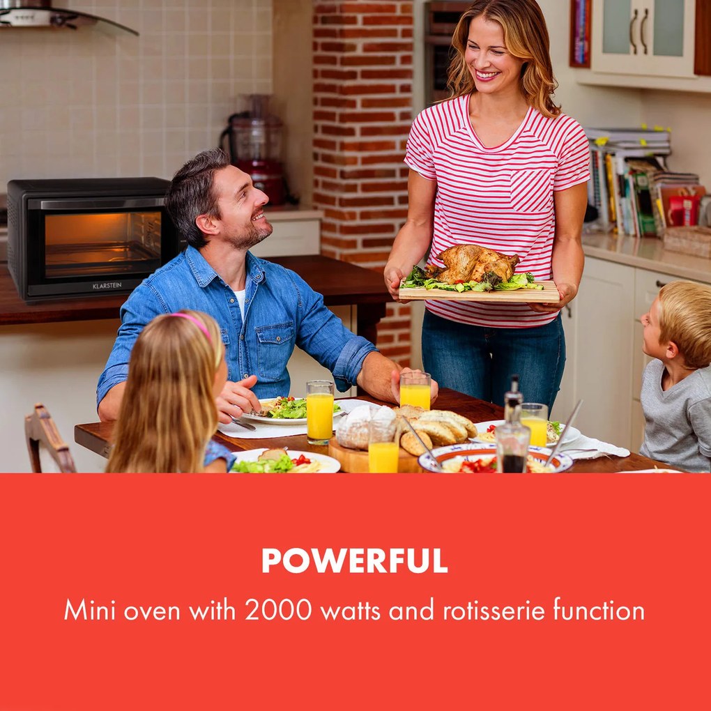 Klarstein Masterchef 60, minirúra, 60 l, 2000 W, 100 – 230 °C, časovač