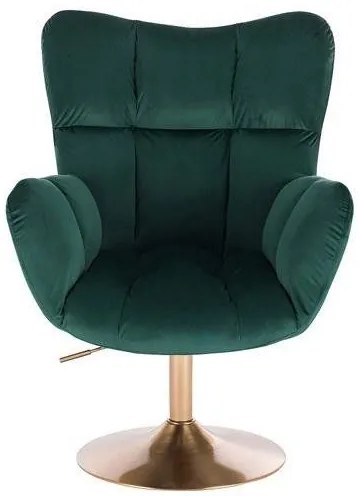 LuxuryForm DESIGN Otočné kreslo AURORA VELUR na zlatom tanieri - zelené