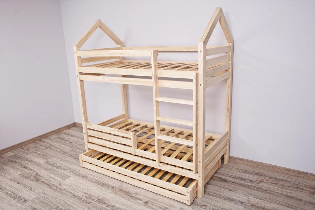 Domečková posteľ poschodová s voliteľnou spodnou zábranou premium rozměr lůžka: 80 x 200 cm, Zábrany: Obě