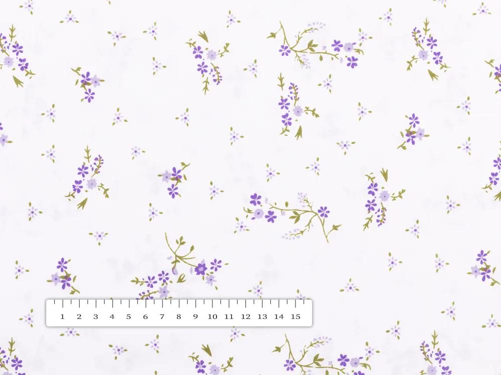 Biante Bavlnený obdĺžnikový obrus Sandra SA-296 Drobné fialové kvety na bielom 120x200 cm