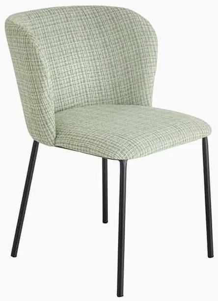 Dizajnová jedálenská stolička Cholet zeleno ružová károvaná bouclé
