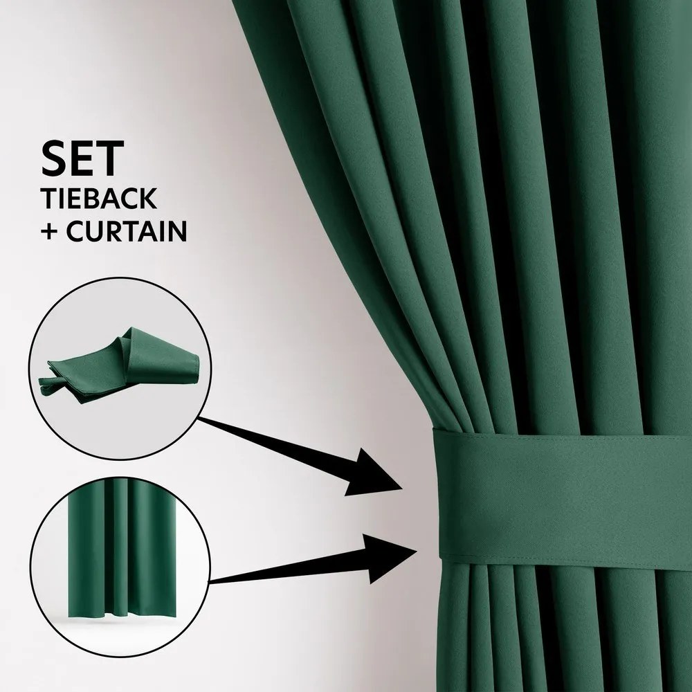Tmavozelený zatemňovací termo záves 140x270 cm Pleat – Restilo