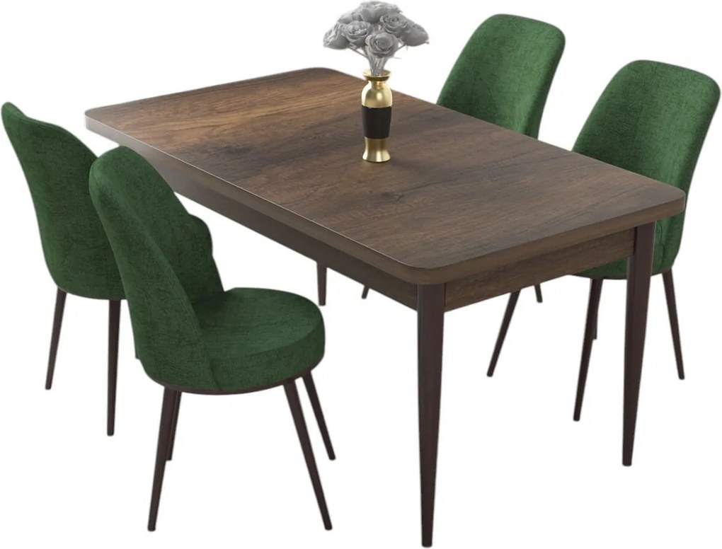 Jedálenský set Nilla (orech barokový + zelená) (pre 4 osoby). Akcia -19%. Vlastná spoľahlivá doprava až k Vám domov. 1144535