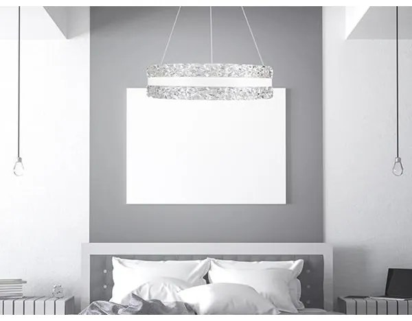 LED Stmievateľný luster na lanku LED/80W/230V 3000-6500K biela + diaľkové ovládanie