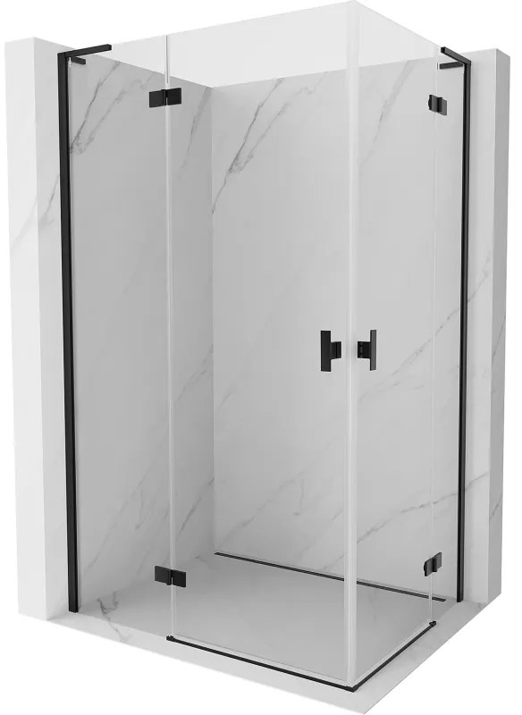 Mexen Mist-H L Duo, 2-krídlový sprchový kút 90 x 80 cm, číre sklo, čierny profil, 8A5L-090L-080P-70-00