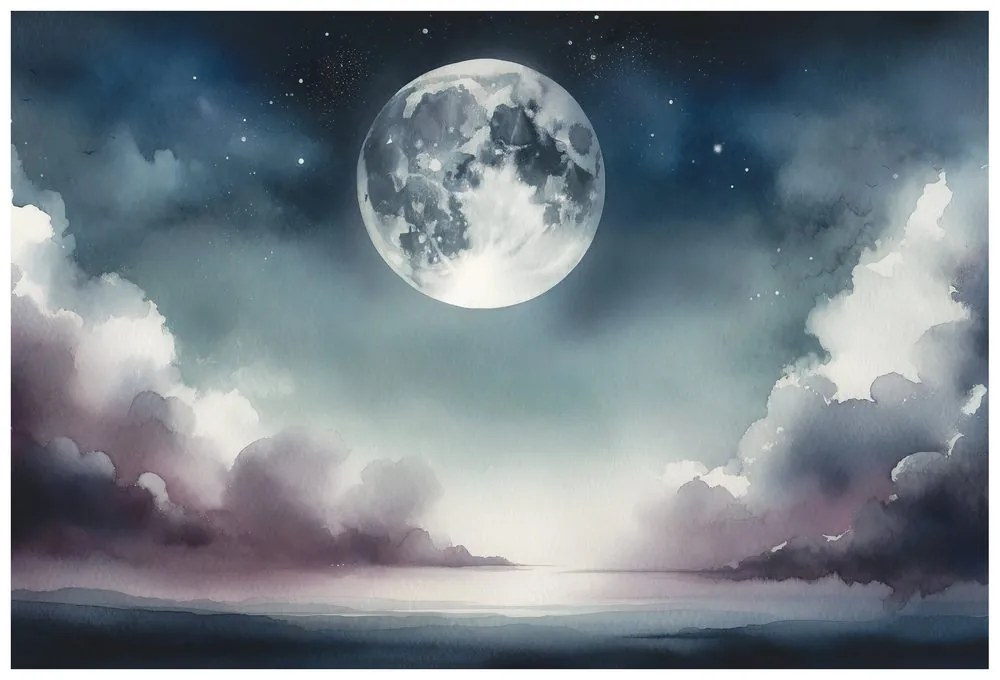Fototapeta nočná obloha s mesiacom a mrakmi