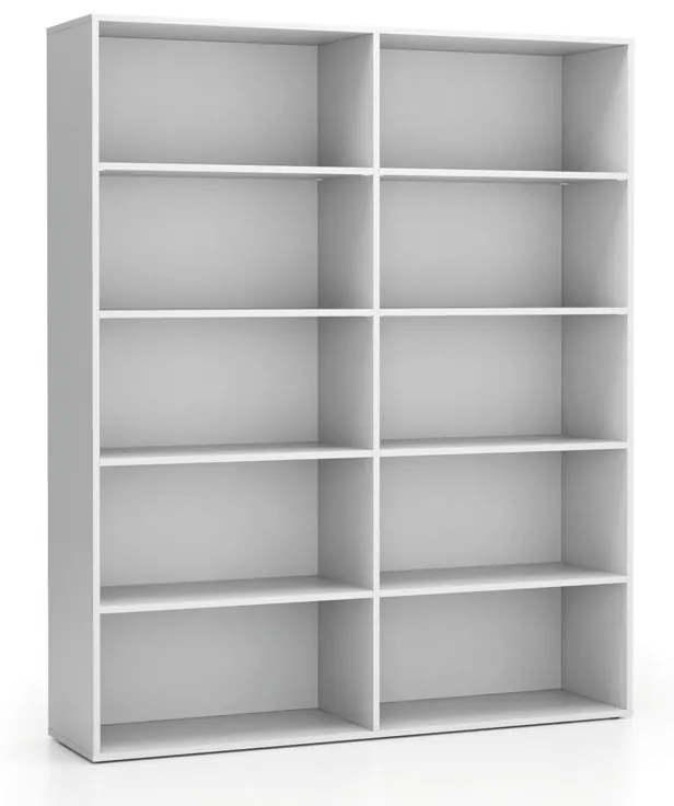 Vysoký kancelársky policový regál LAYERS, 1582 x 400 x 1905, biela