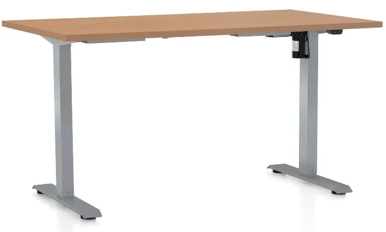 Výškovo nastaviteľný stôl OfficeTech A, 120 x 80 cm, sivá podnož, buk