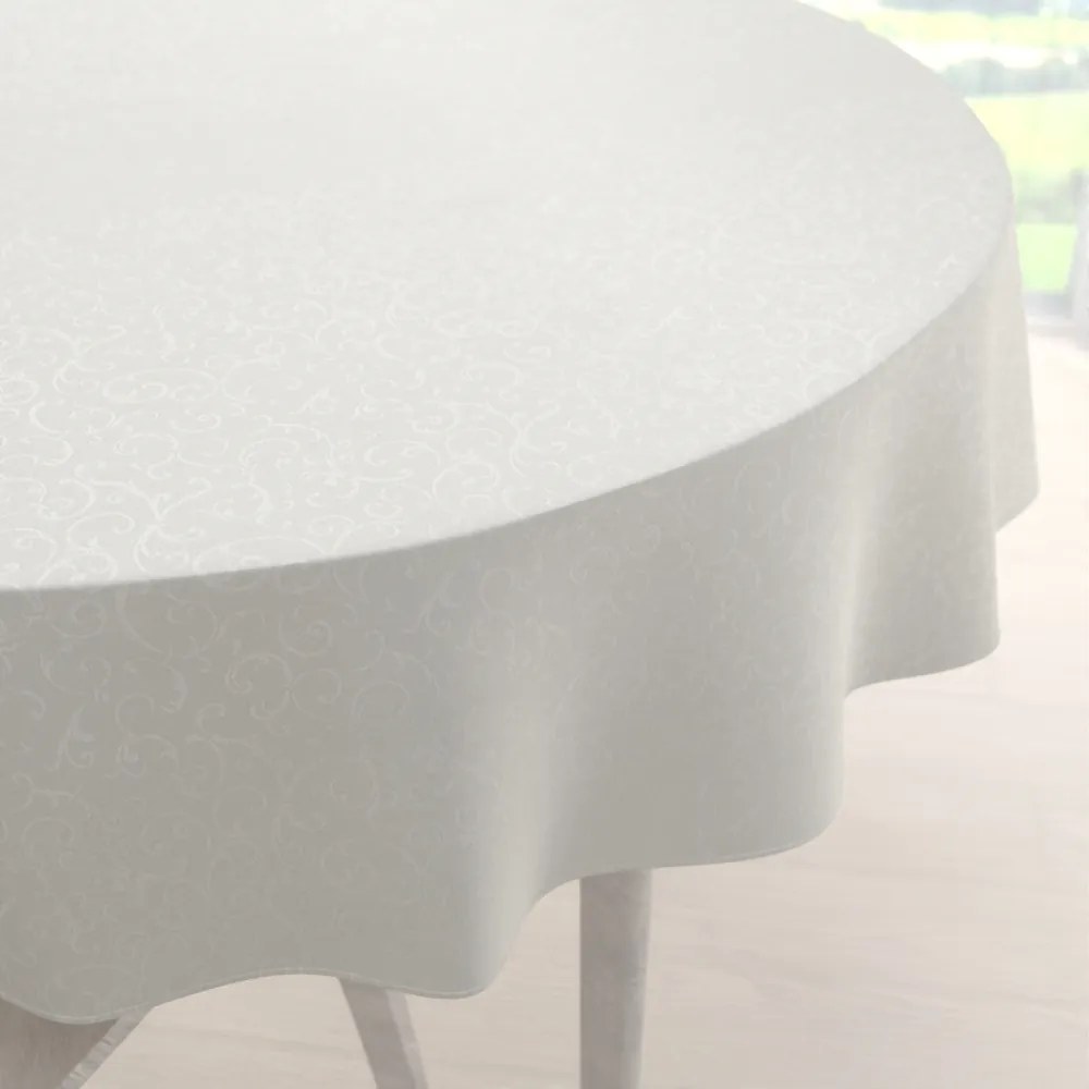 Biante Teflónový okrúhly obrus TF-010 Ornamenty - smotanový Ø 100 cm