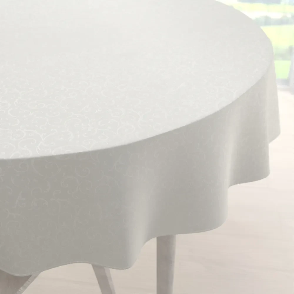 Biante Teflónový okrúhly obrus TF-010 Ornamenty - smotanový Ø 80 cm