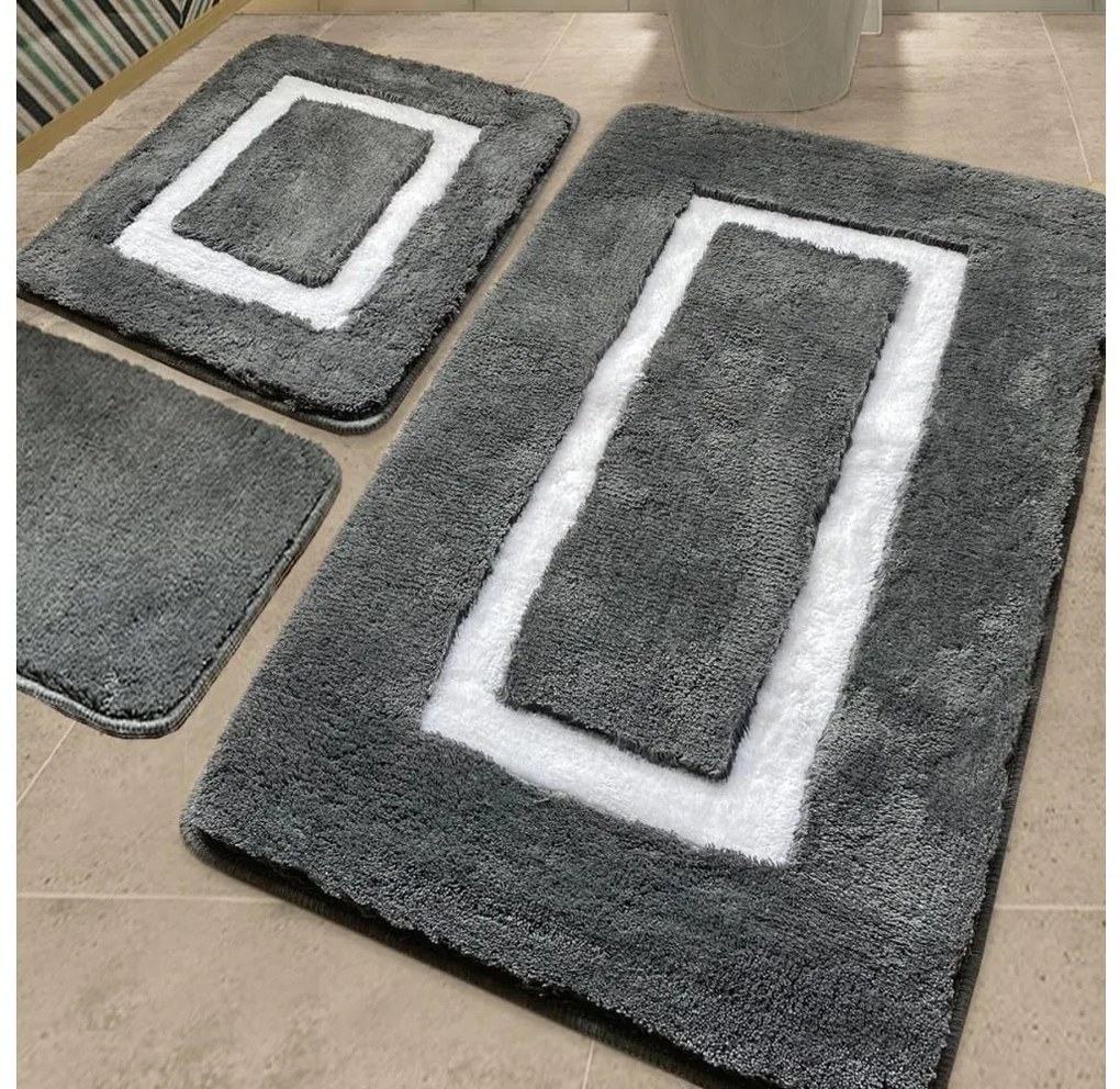 SADA 3x Kúpeľňová predložka 60/60/100 cm antracit