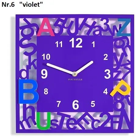 Štvorcové detské hodiny s písmenkami žltá