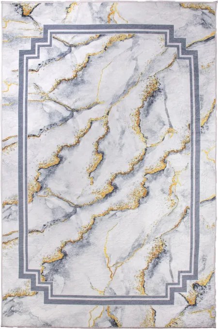 Protišmykový koberec MILANO 90003-02 sivý / zlatý