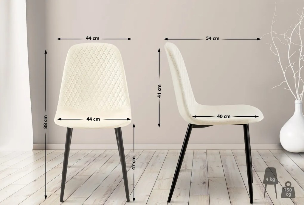 Stolička Giverny zamat - krémová