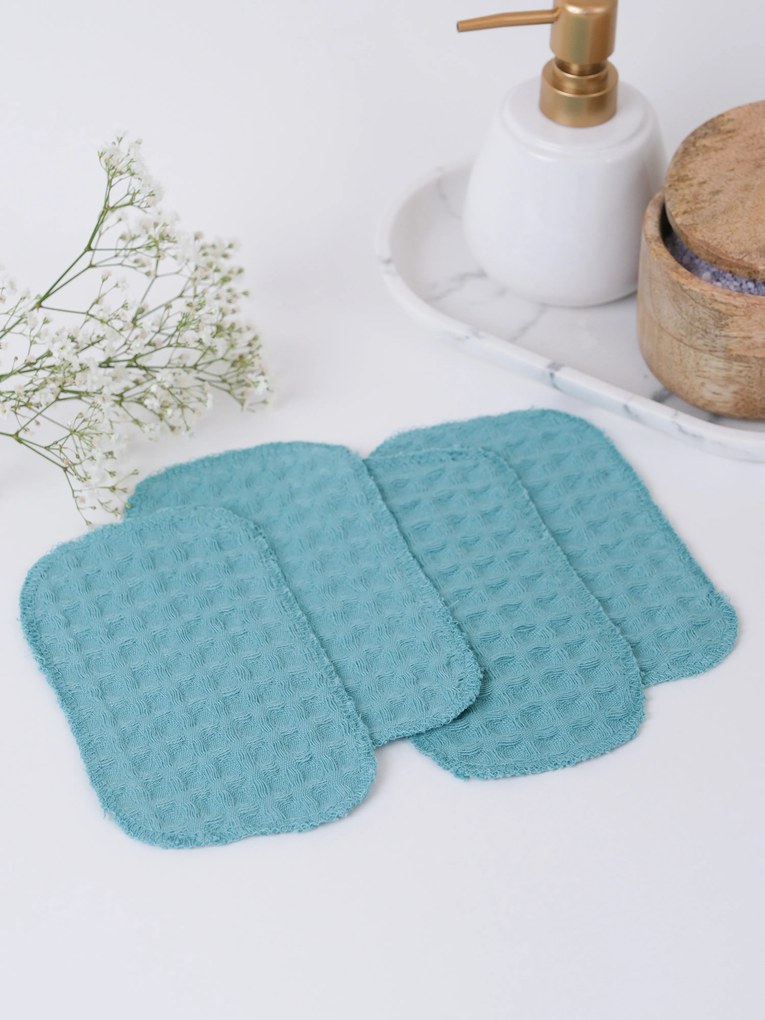 Vaflové kozmetické obrúsky (4 ks) - morská modrá