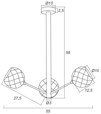 Argon 1358 - LED Luster na tyči BELLUNO 3xLED/5W/230V