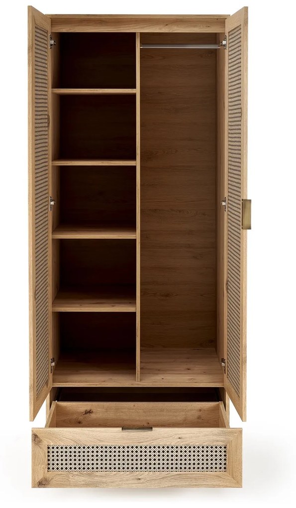 Šatní skříň Borneo K 80 cm dub artisan/černá