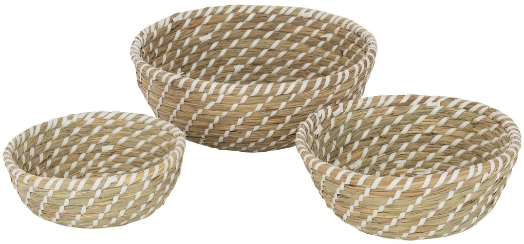 Súprava 3ks prírodný košík z morskej trávy Witte - Ø 23*8/ Ø 27*10/ Ø 32*12 cm