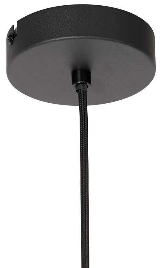 Závesné svietidlo v štýle Art Deco čierne s dymovým sklom - Bizle