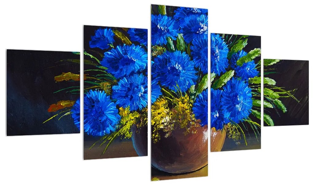 Obraz modrých kvetov vo váze (K012175K12570)