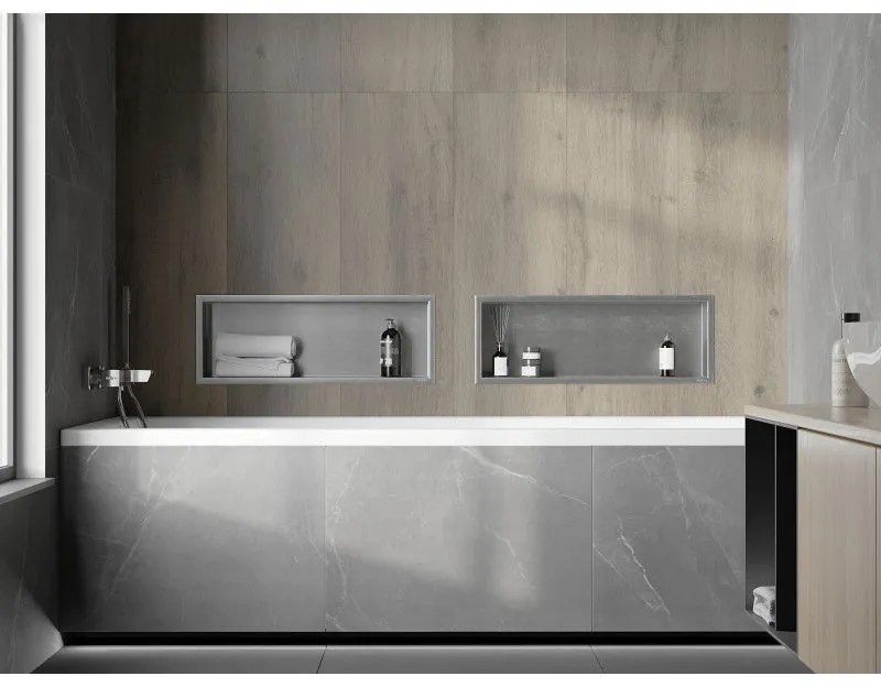 Mexen X-Wall-R, polička na zapustenie na obklad s golierom 60 x 20 cm, oceľová, 1910602010