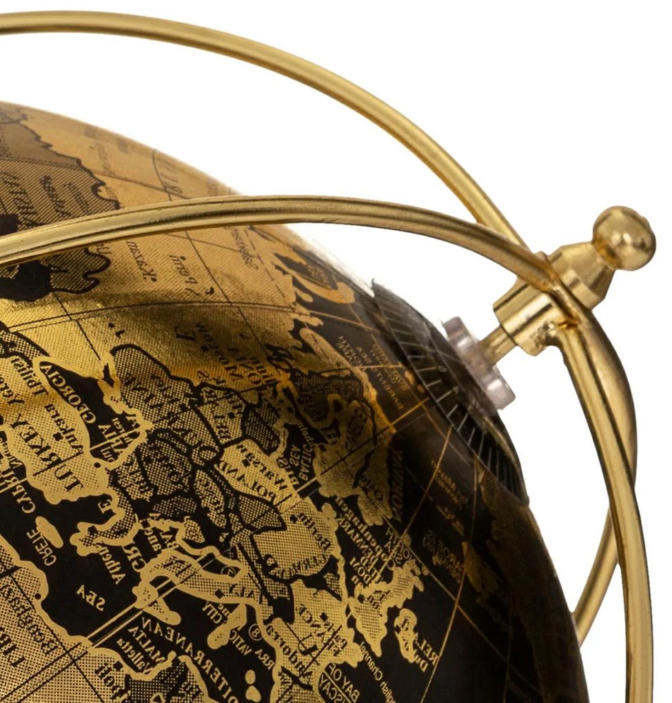 Dekoračná soška Globus, 24x24x24 cm, čierna/zlatá
