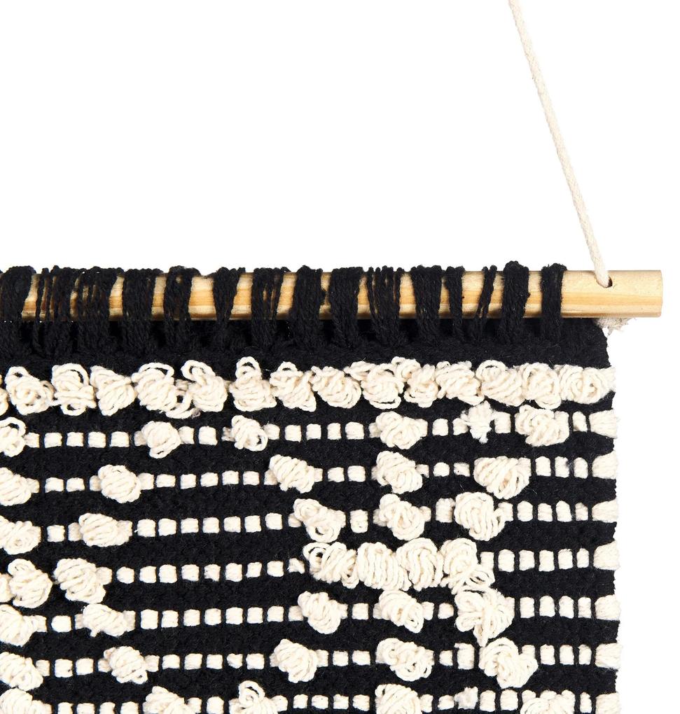 Bavlnená dekorácia so strapcami béžová a čierna LARKANA Beliani