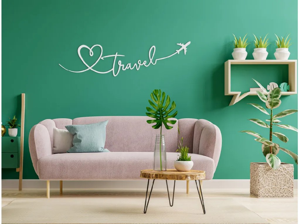 drevko Drevený nápis na stenu Travel Rozmer obrazu: 12 x 44,5 cm, Farba dekorácie: Čierna